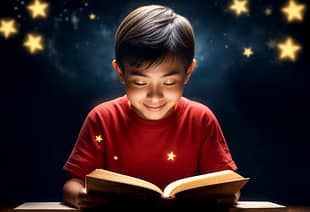 child reading story